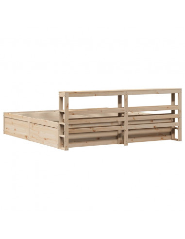 Giroletto con Testiera 200x200 cm in Legno Massello di Pino