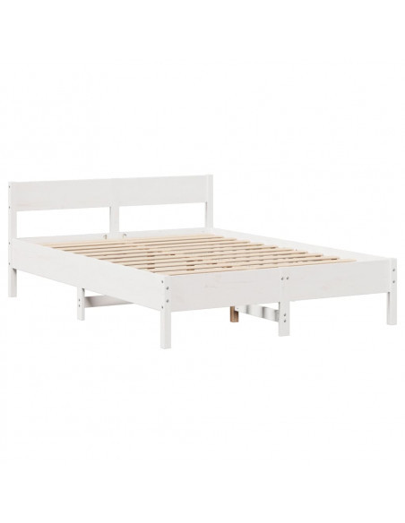 Letto senza Materasso Bianco 150x200 cm Legno Massello di Pino