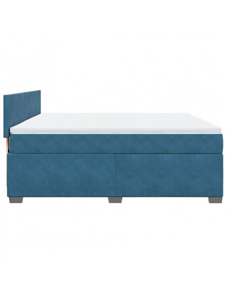 Giroletto a Molle con Materasso Blu 180x200 cm in Velluto