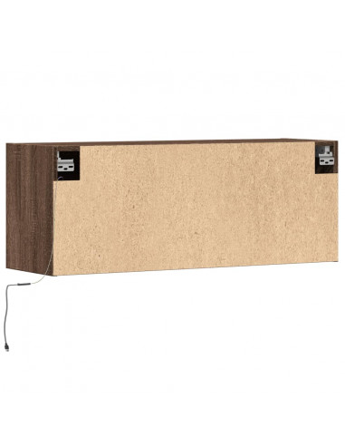 Mobile TV a Parete con Luci LED Rovere Marrone 100x31x35 cm