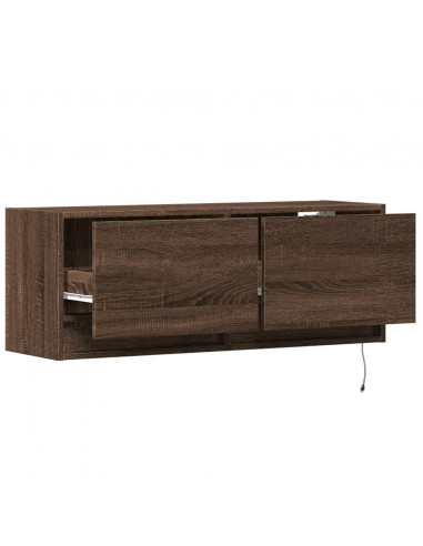 Mobile TV a Parete con Luci LED Rovere Marrone 100x31x35 cm