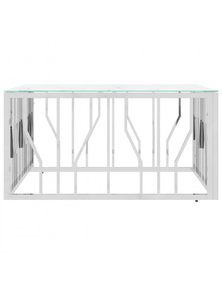 Tavolino da Salotto Argento 80x80x40 cm in Acciaio Inox e Vetro