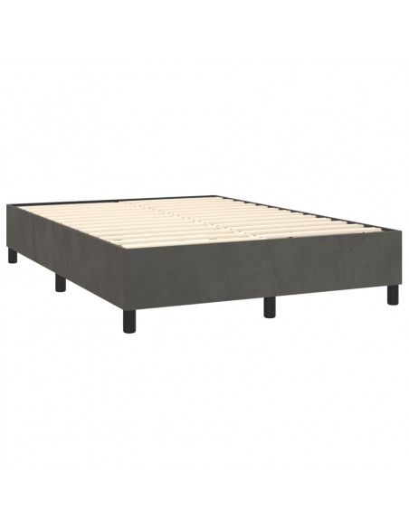 Letto a Molle con Materasso e LED Grigio Scuro 140x200 cm