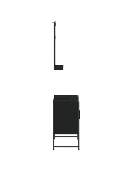 Set Mobili da Bagno 2 pz Nero in Legno Multistrato