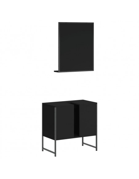 Set Mobili da Bagno 2 pz Nero in Legno Multistrato