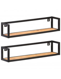 Mensole a Muro 2 pz 80 cm in Legno Massello di Acacia 2