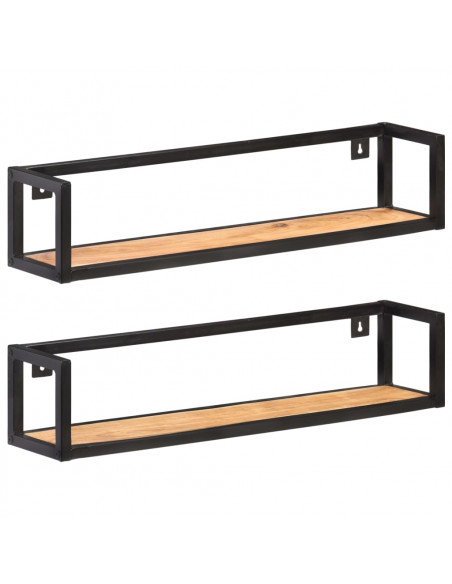 Mensole a Muro 2 pz 80 cm in Legno Massello di Acacia