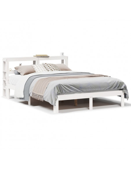 Giroletto con Testiera Bianco 150x200 cm Legno Massello di Pino