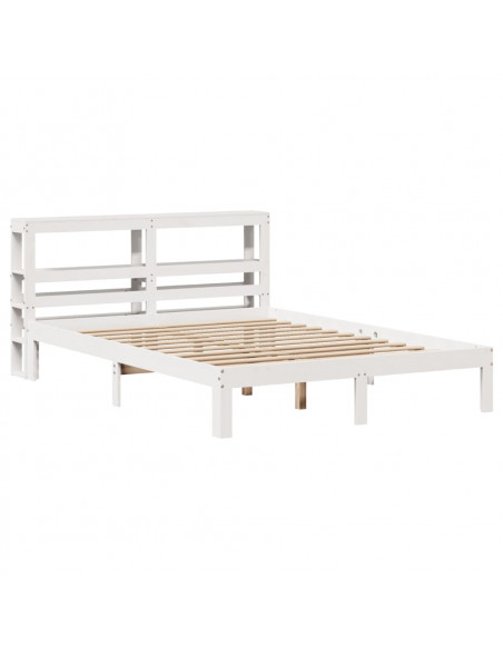 Giroletto con Testiera Bianco 150x200 cm Legno Massello di Pino