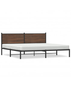 Giroletto con Testiera in Metallo Rovere Marrone 193x203 cm 2