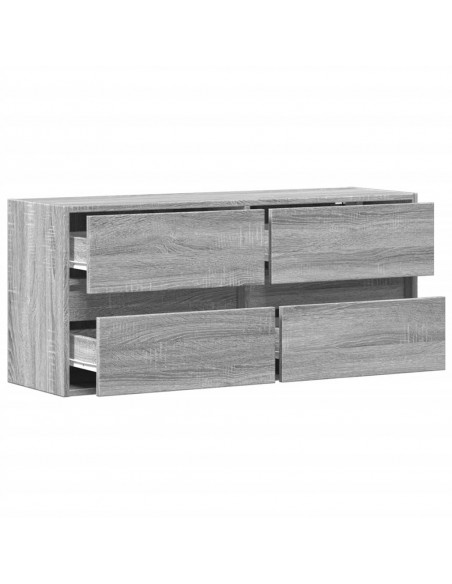 Mobile TV a Parete con Luci LED Grigio Sonoma 100x31x45 cm
