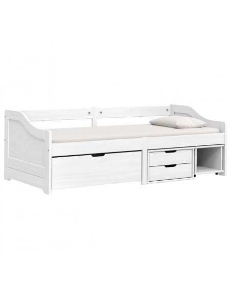 Dormeuse 3 Cassetti Bianca 90x200 cm Legno Massello Pino IRUN