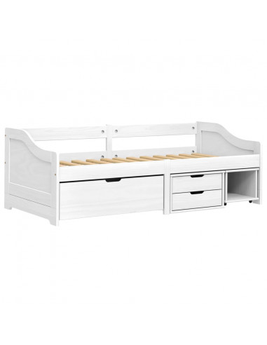 Dormeuse 3 Cassetti Bianca 90x200 cm Legno Massello Pino IRUN