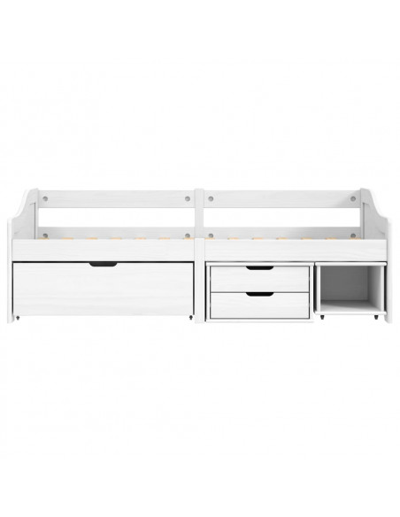 Dormeuse 3 Cassetti Bianca 90x200 cm Legno Massello Pino IRUN