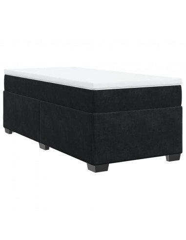 Giroletto a Molle con Materasso Nero 90x200 cm in Velluto