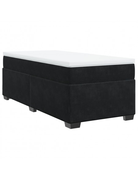 Giroletto a Molle con Materasso Nero 90x200 cm in Velluto