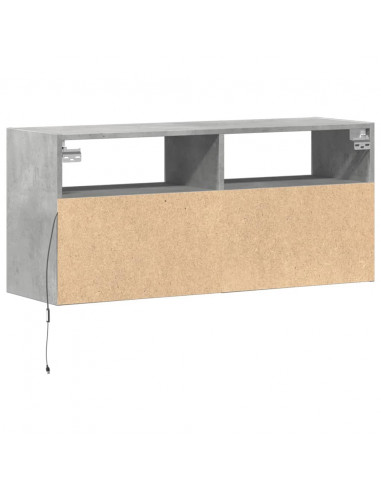 Mobile TV a Parete con Luci LED Grigio Cemento 100x31x45 cm