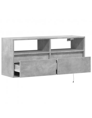 Mobile TV a Parete con Luci LED Grigio Cemento 100x31x45 cm