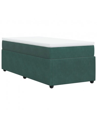 Giroletto a Molle con Materasso Verde Scuro 90x200 cm Velluto
