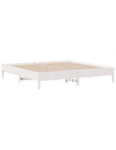 Letto senza Materasso Bianco 180x200 cm Legno Massello di Pino 2