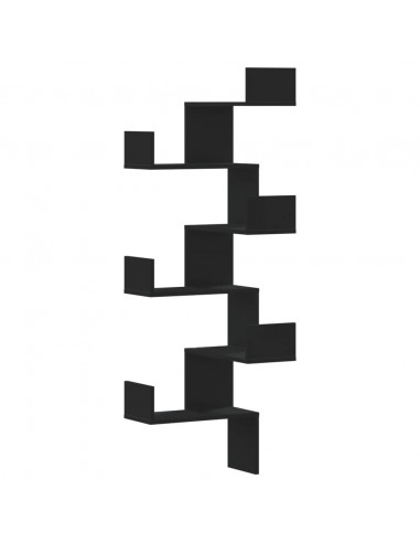 Scaffale Angolare Muro Nero 45x45x147 cm Legno Multistrato