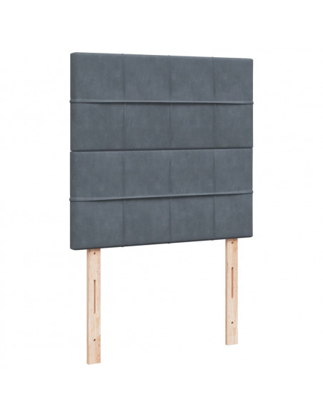 Giroletto a Molle con Materasso Grigio Scuro 90x200 cm Velluto