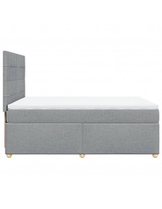 Giroletto a Molle con Materasso Grigio Chiaro 140x190cm Tessuto 2