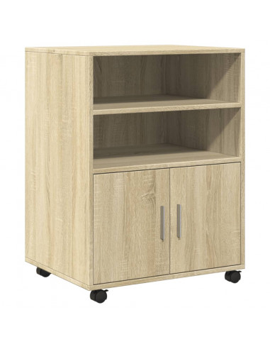 Mobiletto con Ruote Rovere Sonoma 60x48x81 cm in Truciolato