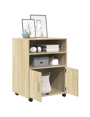 Mobiletto con Ruote Rovere Sonoma 60x48x81 cm in Truciolato