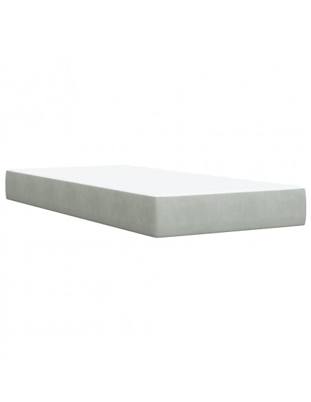 Giroletto a Molle con Materasso Grigio Chiaro 90x200 cm Velluto