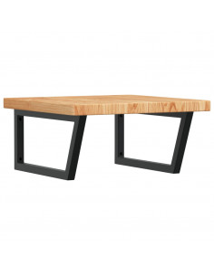 Ripiano a Parete per Lavabo in Acciaio e Massello di Rovere 2