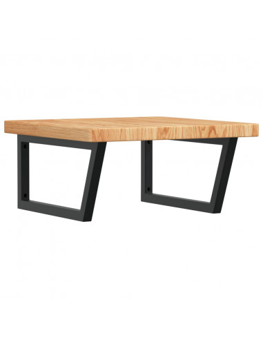 Ripiano a Parete per Lavabo in Acciaio e Massello di Rovere