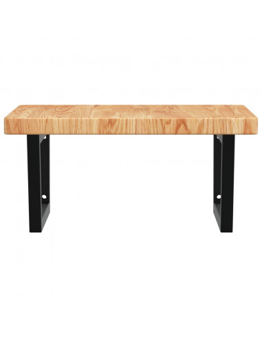 Ripiano a Parete per Lavabo in Acciaio e Massello di Rovere