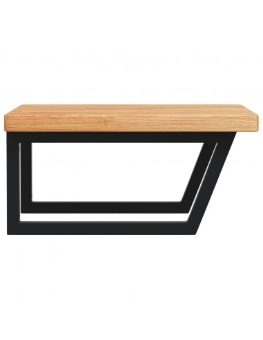 Ripiano a Parete per Lavabo in Acciaio e Massello di Rovere