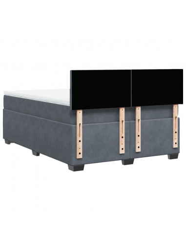 Giroletto a Molle con Materasso Grigio Scuro 160x200 cm Velluto