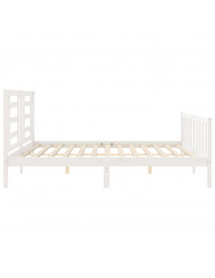 Giroletto con Testiera Bianco 200x200 cm in Legno Massello 2