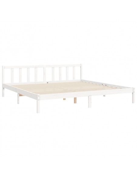 Giroletto con Testiera Bianco 200x200 cm in Legno Massello