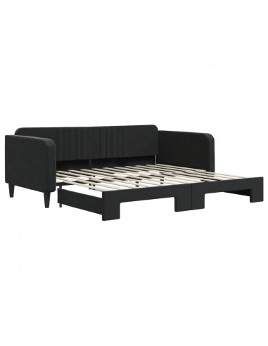 Divano Letto con Letto Estraibile Nero 100x200 cm in Velluto