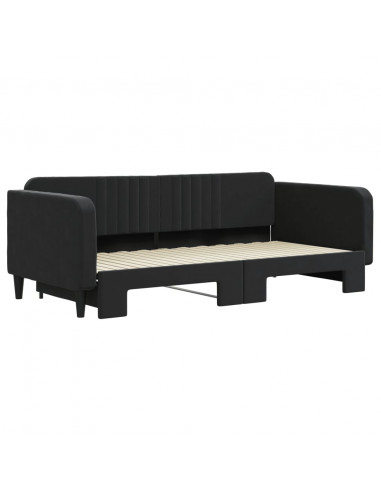 Divano Letto con Letto Estraibile Nero 100x200 cm in Velluto