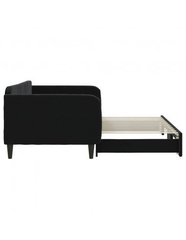 Divano Letto con Letto Estraibile Nero 100x200 cm in Velluto