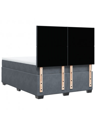 Giroletto a Molle con Materasso Grigio Scuro 160x200 cm Velluto