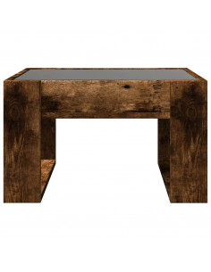 Tavolino da Salotto con LED Infinity Rovere Fumo 50x53x30 cm 2