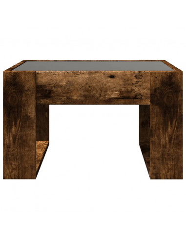 Tavolino da Salotto con LED Infinity Rovere Fumo 50x53x30 cm