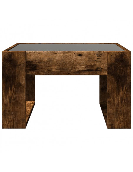 Tavolino da Salotto con LED Infinity Rovere Fumo 50x53x30 cm