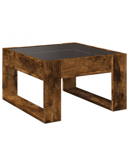 Tavolino da Salotto con LED Infinity Rovere Fumo 50x53x30 cm