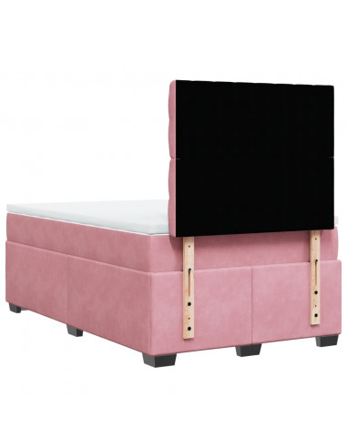 Giroletto a Molle con Materasso Rosa 120x200 cm in Velluto