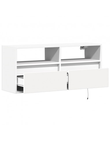 Mobile TV a Parete con Luci LED Bianco 100x31x45 cm