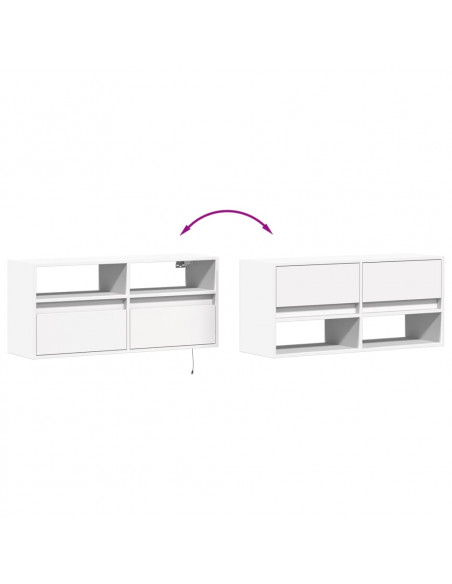 Mobile TV a Parete con Luci LED Bianco 100x31x45 cm