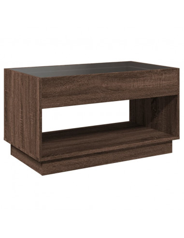 Tavolino da Salotto con LED Infinity Rovere Marrone 90x50x50 cm