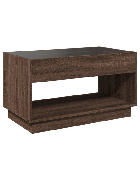Tavolino da Salotto con LED Infinity Rovere Marrone 90x50x50 cm